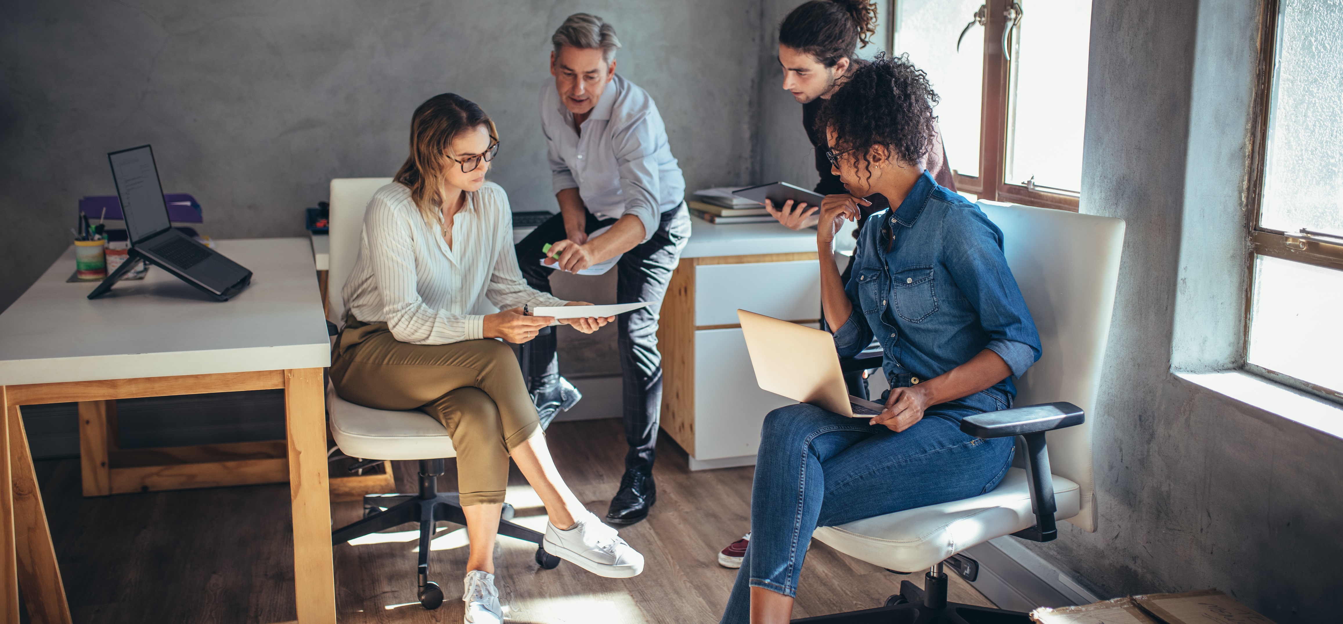 Group of business people in discussion