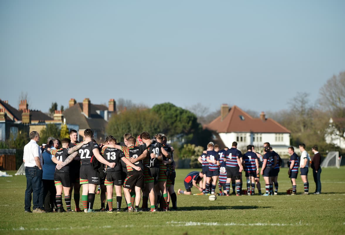 Rugby team pre-match huddle