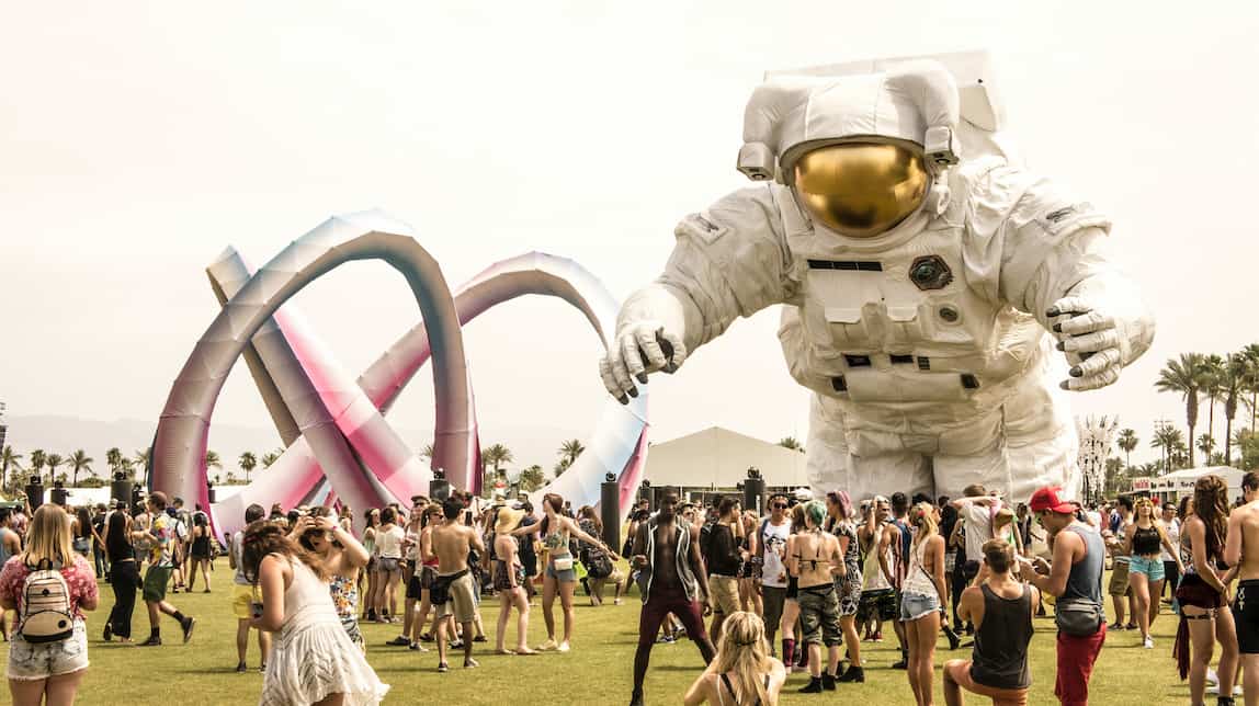 Coachella - huge stilt walker in space suit