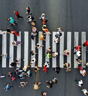 People walking on a crossing