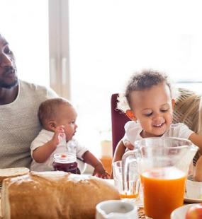 Family enjoying breakfast