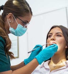 Dentist woman in chair