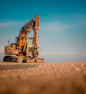 A construction vehicle at work