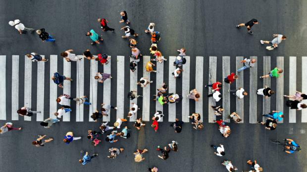 People walking on a crossing