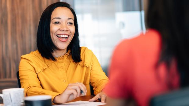 Smiling client 