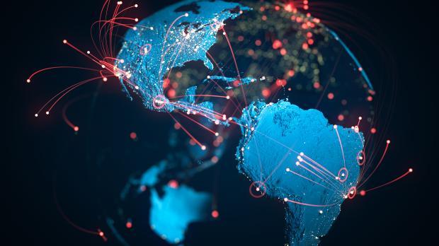 Picture of the globe with cyber graphic overlayed