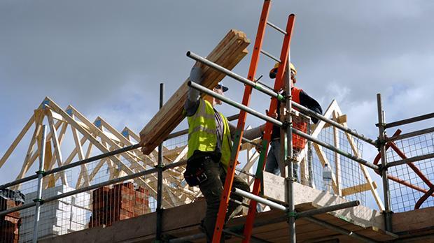 Building site with timber frame roof